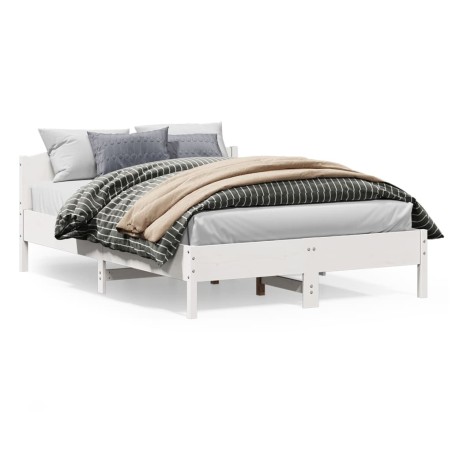 vidaXL Estructura de cama con cabecero madera pino blanco 120x200 cm