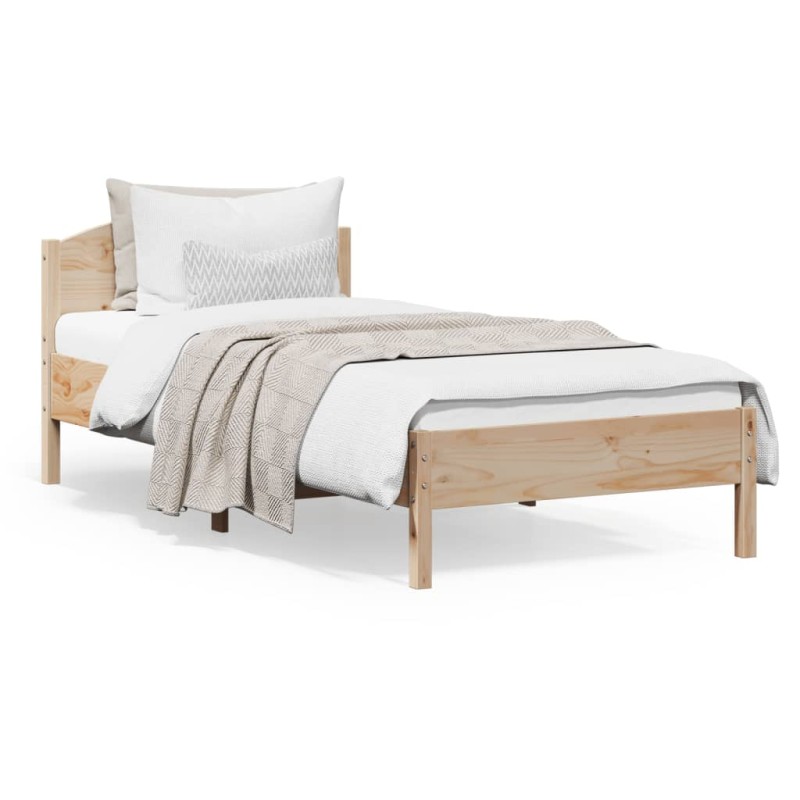 vidaXL Estructura de cama con cabecero madera maciza pino 100x200 cm vidaXL Estructura de cama con cabecero madera maciza pino 100x200 cm
