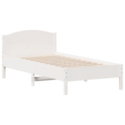 vidaXL Estructura de cama con cabecero madera pino blanco 90x190 cm