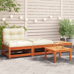 vidaXL Sofá de jardín sin reposabrazos con cojines y reposapiés