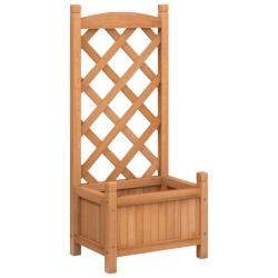 vidaXL Jardinera con enrejado de madera maciza de abeto marrón