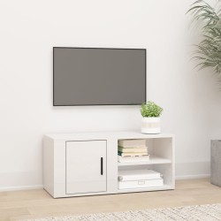 vidaXL Mueble de TV madera contrachapada blanco brillo 80x31,5x36 cm