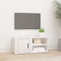 vidaXL Mueble de TV madera contrachapada blanco brillo 80x31,5x36 cm