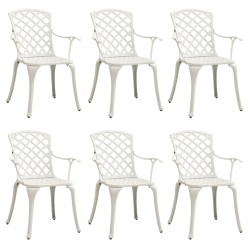 vidaXL Sillas de jardín 6 unidades aluminio fundido blanco