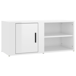 vidaXL Mueble de TV madera contrachapada blanco brillo 80x31,5x36 cm