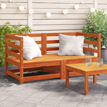 vidaXL Sofás esquineros de jardín 2 uds madera pino marrón 70x70x67 cm