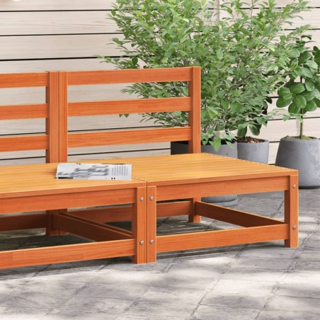 vidaXL Sofá jardín sin reposabrazos madera pino marrón cera 70x70x67cm