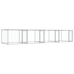 vidaXL Jaula de perros con puertas acero galvanizado gris 8x2x1,5 m