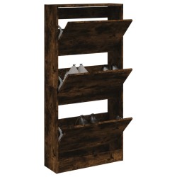 vidaXL Zapatero de madera de ingeniería roble ahumado 60x21x125,5 cm