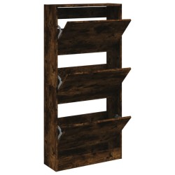 vidaXL Zapatero de madera de ingeniería roble ahumado 60x21x125,5 cm