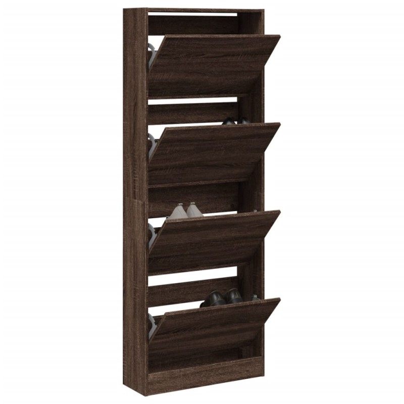 vidaXL Zapatero de madera de ingeniería marrón roble 60x21x163,5 cm vidaXL Zapatero de madera de ingeniería marrón roble 60x21x163,5 cm