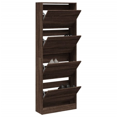 vidaXL Zapatero de madera de ingeniería marrón roble 60x21x163,5 cm