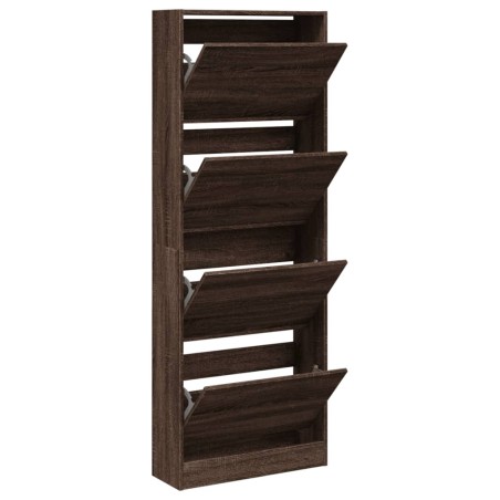 vidaXL Zapatero de madera de ingeniería marrón roble 60x21x163,5 cm