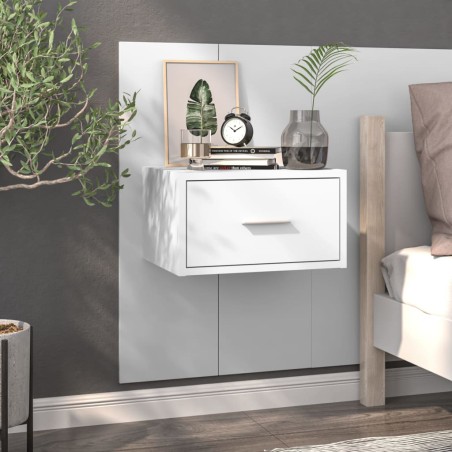 vidaXL Mesita de noche de pared blanca