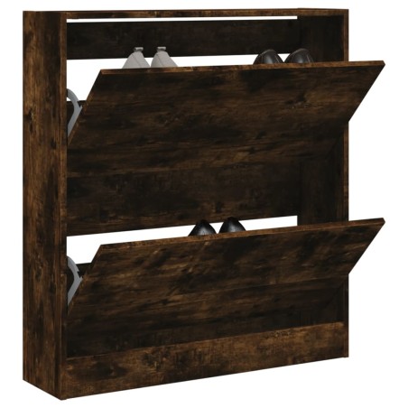 vidaXL Zapatero de madera de ingeniería roble ahumado 80x21x87,5 cm