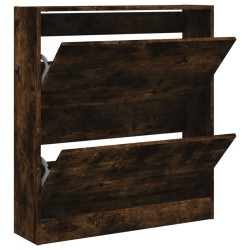vidaXL Zapatero de madera de ingeniería roble ahumado 80x21x87,5 cm