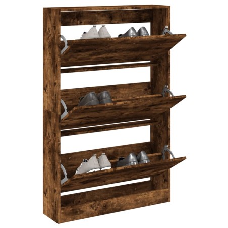 vidaXL Zapatero de madera de ingeniería roble ahumado 80x21x125,5 cm