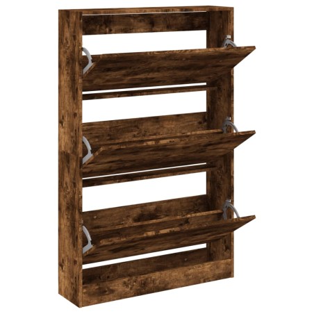vidaXL Zapatero de madera de ingeniería roble ahumado 80x21x125,5 cm