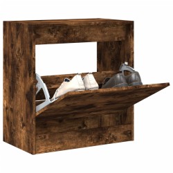 vidaXL Zapatero de madera de ingeniería roble ahumado 60x34x63,5 cm