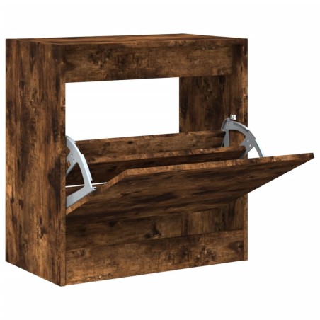 vidaXL Zapatero de madera de ingeniería roble ahumado 60x34x63,5 cm
