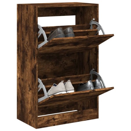 vidaXL Zapatero de madera de ingeniería roble ahumado 60x34x96,5 cm