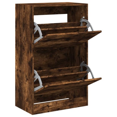 vidaXL Zapatero de madera de ingeniería roble ahumado 60x34x96,5 cm