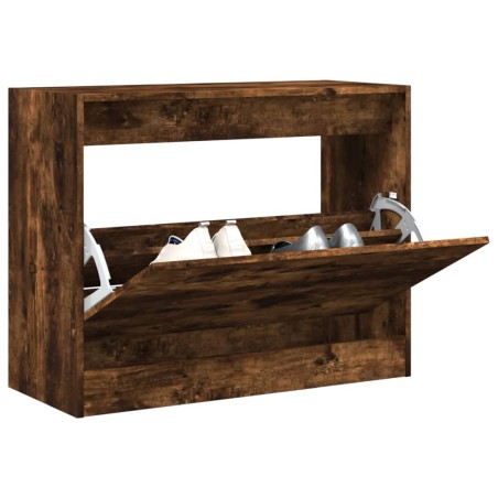 vidaXL Zapatero de madera de ingeniería roble ahumado 80x34x63 cm
