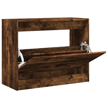 vidaXL Zapatero de madera de ingeniería roble ahumado 80x34x63 cm
