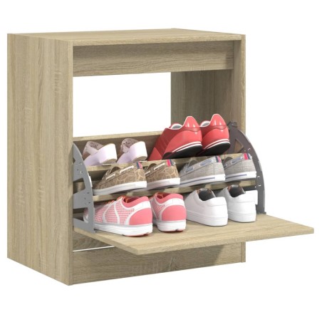 vidaXL Zapatero de madera de ingeniería roble Sonoma 60x42x69 cm