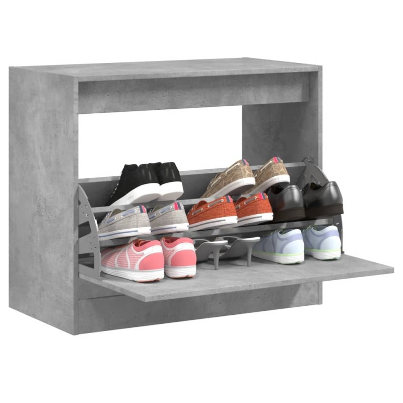 vidaXL Zapatero madera de ingeniería gris hormigón 80x42x69 cm