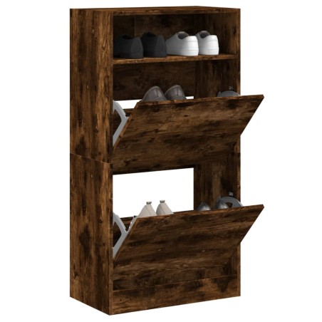 vidaXL Zapatero de madera de ingeniería roble ahumado 60x34x116 cm
