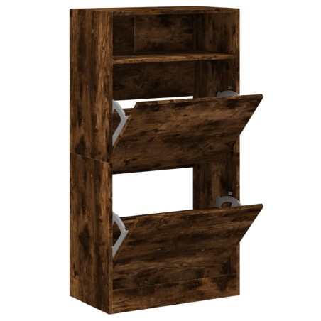 vidaXL Zapatero de madera de ingeniería roble ahumado 60x34x116 cm