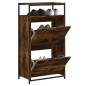 vidaXL Zapatero de madera de ingeniería roble ahumado 60x34x112 cm