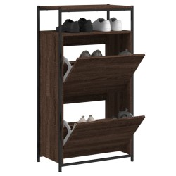 vidaXL Zapatero de madera de ingeniería marrón roble 60x34x112 cm