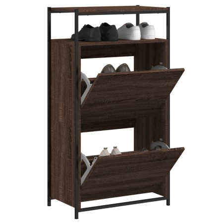 vidaXL Zapatero de madera de ingeniería marrón roble 60x34x112 cm