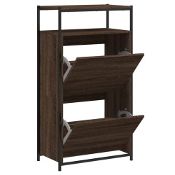 vidaXL Zapatero de madera de ingeniería marrón roble 60x34x112 cm