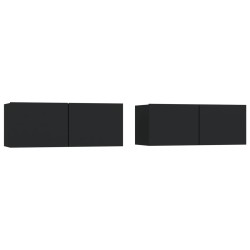 vidaXL Muebles para TV 2 uds madera contrachapada negro 80x30x30 cm