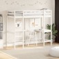 vidaXL Cama alta con escritorio madera maciza pino blanca 80x200 cm vidaXL Cama alta con escritorio madera maciza pino blanca 80x200 cm