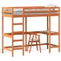 vidaXL Cama alta con escritorio madera maciza pino marrón 80x200 cm vidaXL Cama alta con escritorio madera maciza pino marrón 80x200 cm