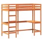 vidaXL Cama alta con escritorio madera maciza pino marrón 80x200 cm vidaXL Cama alta con escritorio madera maciza pino marrón 80x200 cm