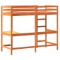 vidaXL Cama alta con escritorio madera maciza pino marrón 80x200 cm vidaXL Cama alta con escritorio madera maciza pino marrón 80x200 cm