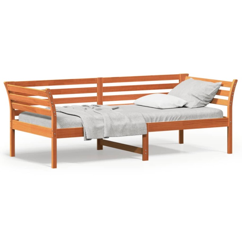 vidaXL Sofá cama de madera maciza de pino marrón cera 80x200 cm vidaXL Sofá cama de madera maciza de pino marrón cera 80x200 cm
