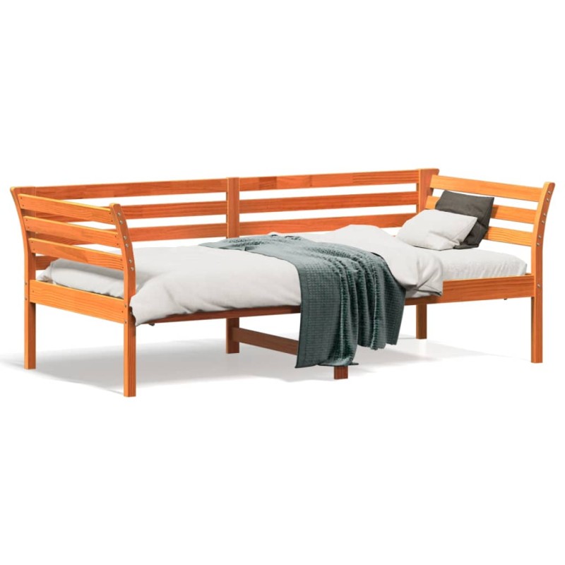 vidaXL Sofá cama de madera maciza de pino marrón cera 90x190 cm vidaXL Sofá cama de madera maciza de pino marrón cera 90x190 cm
