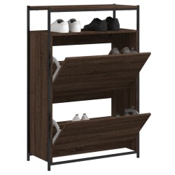 vidaXL Zapatero de madera de ingeniería roble marrón 75x34x112 cm