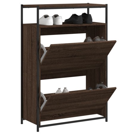 vidaXL Zapatero de madera de ingeniería roble marrón 75x34x112 cm