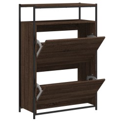 vidaXL Zapatero de madera de ingeniería roble marrón 75x34x112 cm