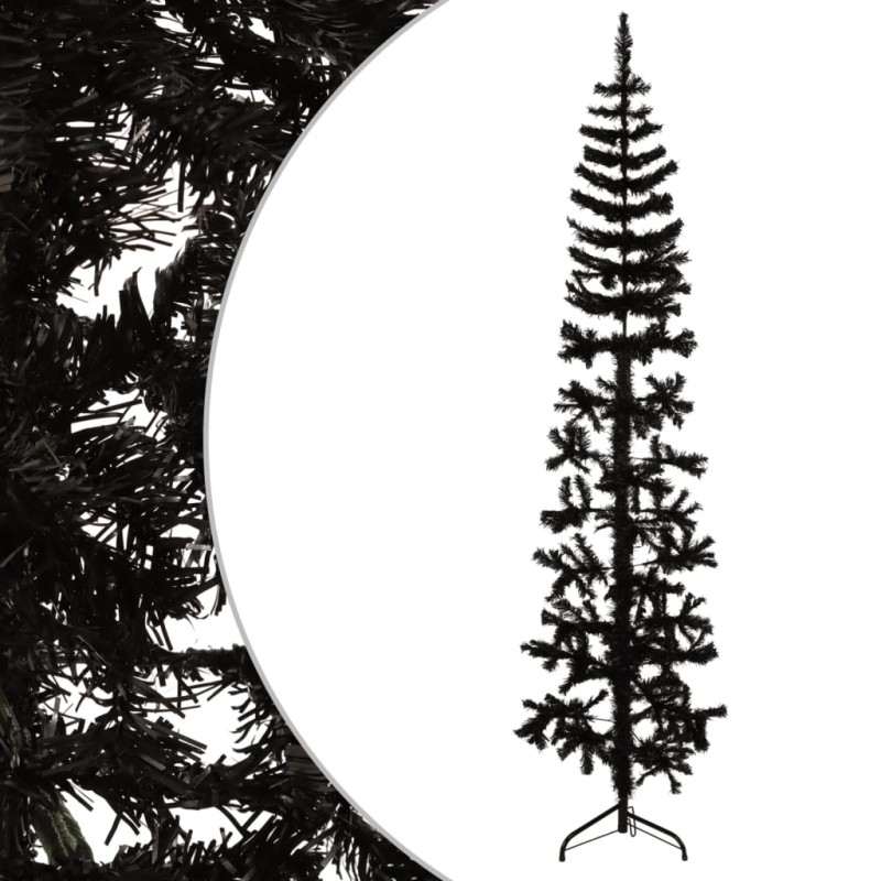 vidaXL Medio árbol de Navidad artificial con soporte negro 180 cm vidaXL Medio árbol de Navidad artificial con soporte negro 180 cm