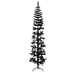 vidaXL Medio árbol de Navidad artificial con soporte negro 180 cm