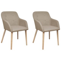 vidaXL Sillas de comedor 2 uds tela beige y madera maciza de roble