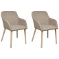 vidaXL Sillas de comedor 2 uds tela beige y madera maciza de roble